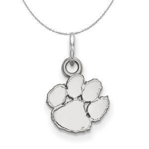Sterling Silver Clemson U XS (Tiny) Pendant Necklace - 24 Inch
